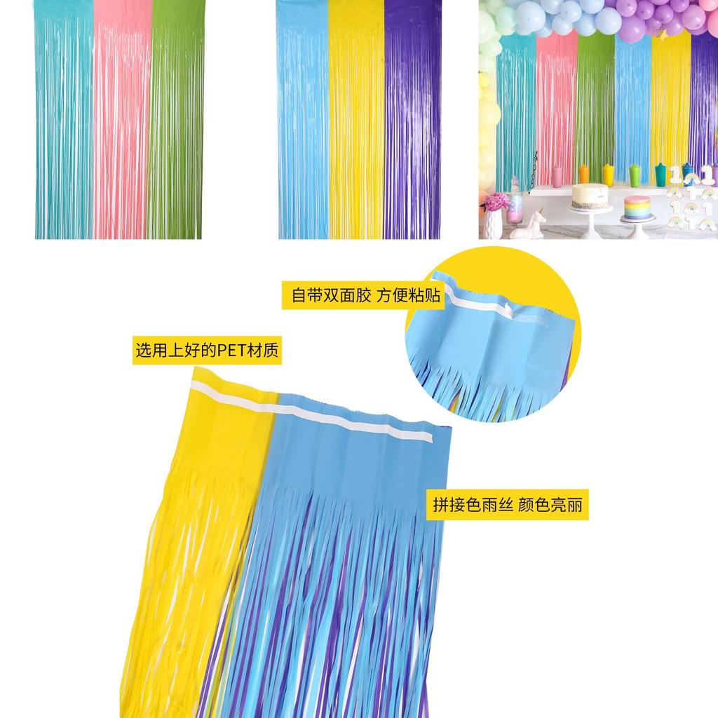 Bright And Cheerful Fluorescent Macaron Rain Curtain Ideal For Kids Birthday Celebrations