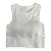 Women Bottoming Vest Seamless Sleeveless Pure Color Padded Stretchy Round Neck Dry Dry Cooling Crop Top Summer Sport Basic Tank Top