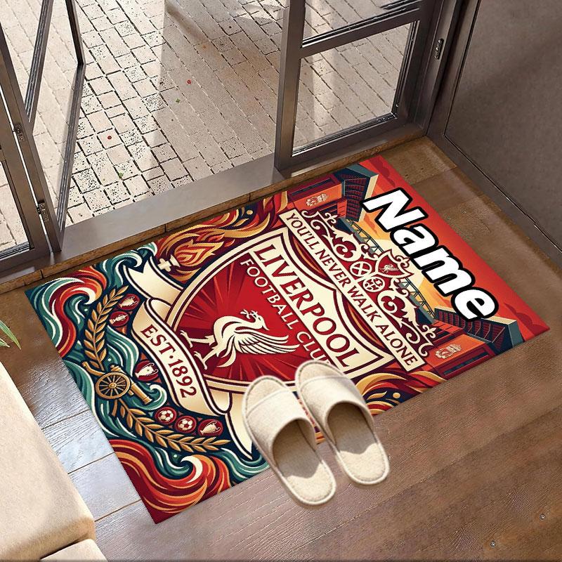Custom Name Personalized Liverpool FC Print Carpet, Versatile Home Decor Rug, for Playroom, Apartment, Balcony, Entryway, Hallway Gift