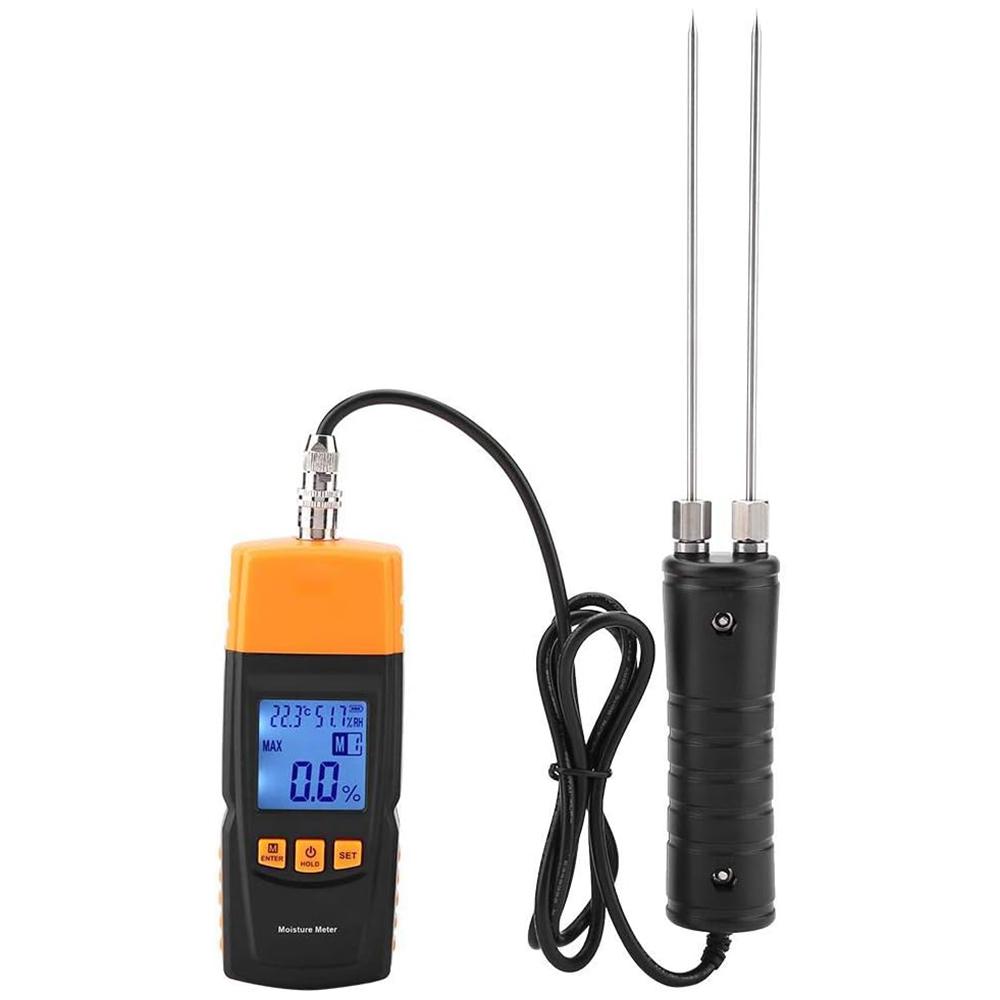 Digital Wood Moisture Meter Cotton Wood Humidity Tester 2~70% Portable Electrical Woodworking Hygrometer with Measuring Probe