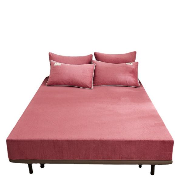 2026 Warm Soft Crystal Velvet Fitted Bed Sheet Washable Non-slip Mattress Cover King Queen Size Solid Color Thick Quilted Mattress Protector Bedding