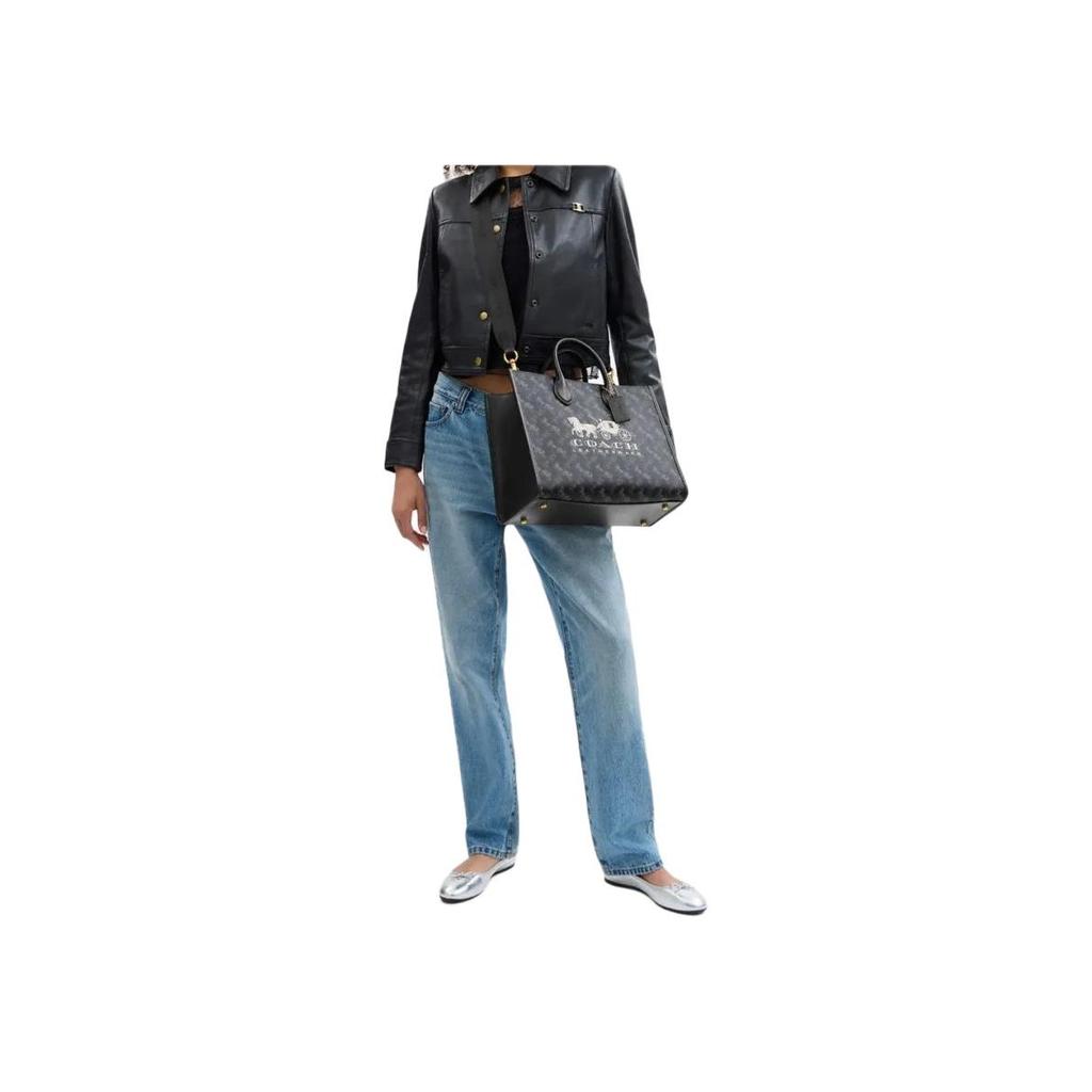 Coach Ace 35 Logo Print Tote Bag Women tote Truffle Black CS252-B4SI1