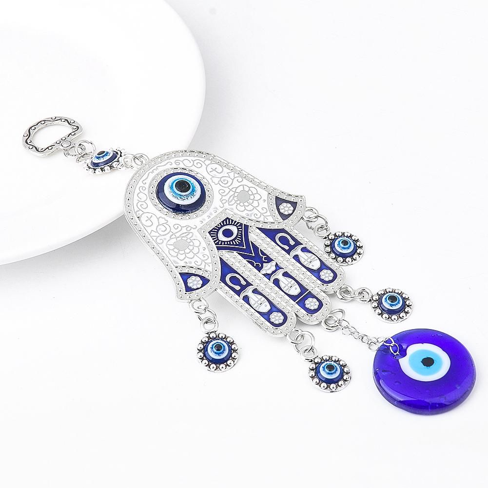 Blue Evil Eye Wall Hanging Hamsa Fatima Wind Chimes Lucky Amulet Blessing Protection Meditation Yoga Healing Pendant Home Decor