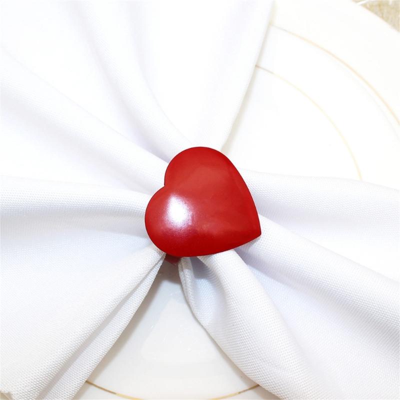 6Pieces Elegant Heart Napkin Rings Accessories for Celebration Like Valentines Day Weddings and Anniversaries