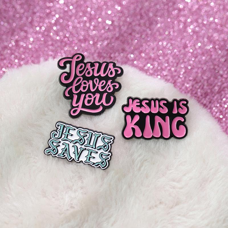 Love Like Jesus Saves Enamel Pins Custom Sweet Jesus Banner Brooches Lapel Badges Quotes Jewelry Gift for Kids Friends