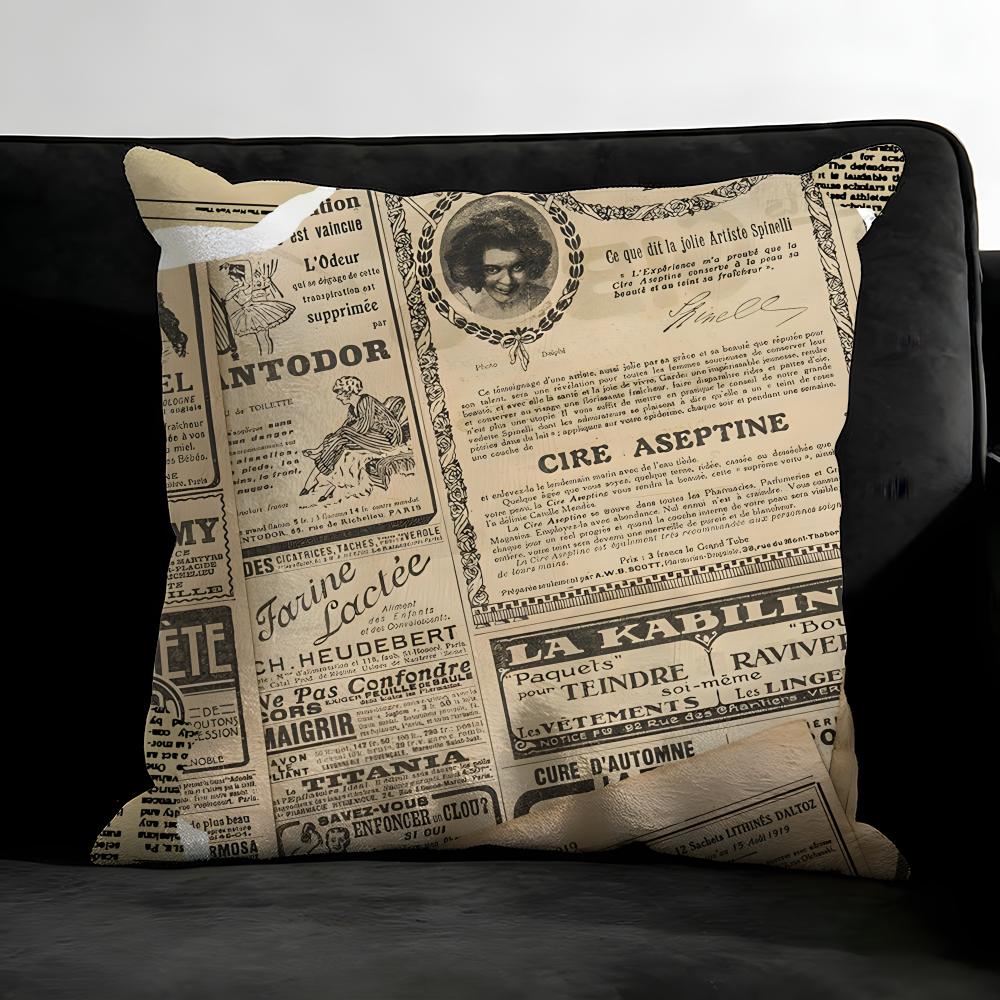 Newspaper Luxury Cushion Cover Pillowcase Ultra Soft Skin Friendly Fabric Cloud Like Comfort Concealed Zipper