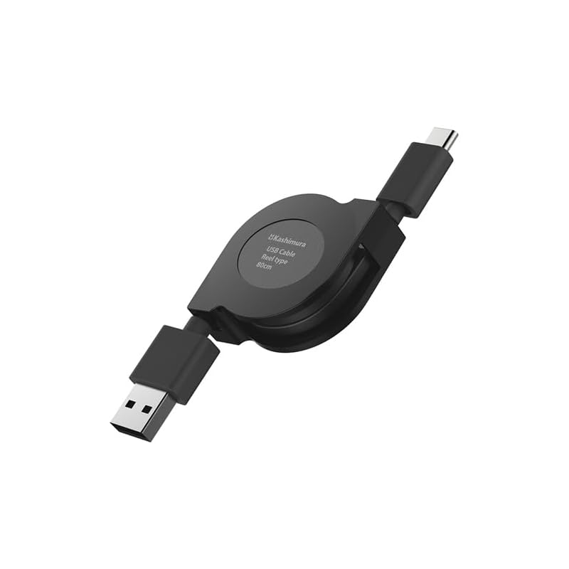 Kashimura Co., Ltd. USB charging & sync A-C reel cable 80cm BK AJ660