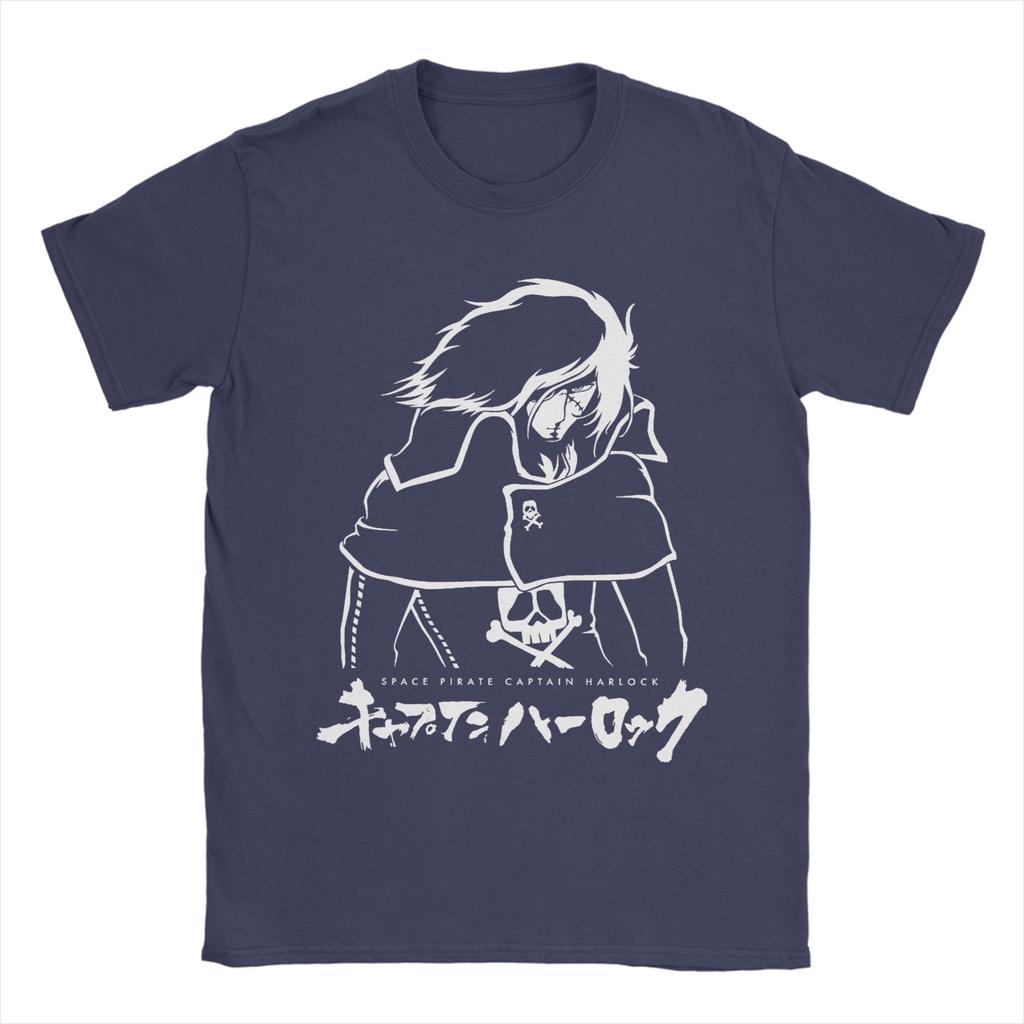 Space Pirate Captain Harlock Albator T-Shirts Anime Funny Cotton Tees Crew Neck Short Sleeve T Shirts Big Size Clothes Unisex