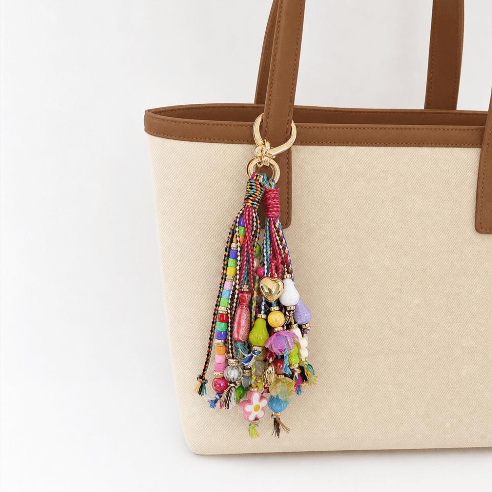 Colorful Design Flower Bag Pendant Flower Pattern Bag Charm Keychain For Bag Decoration