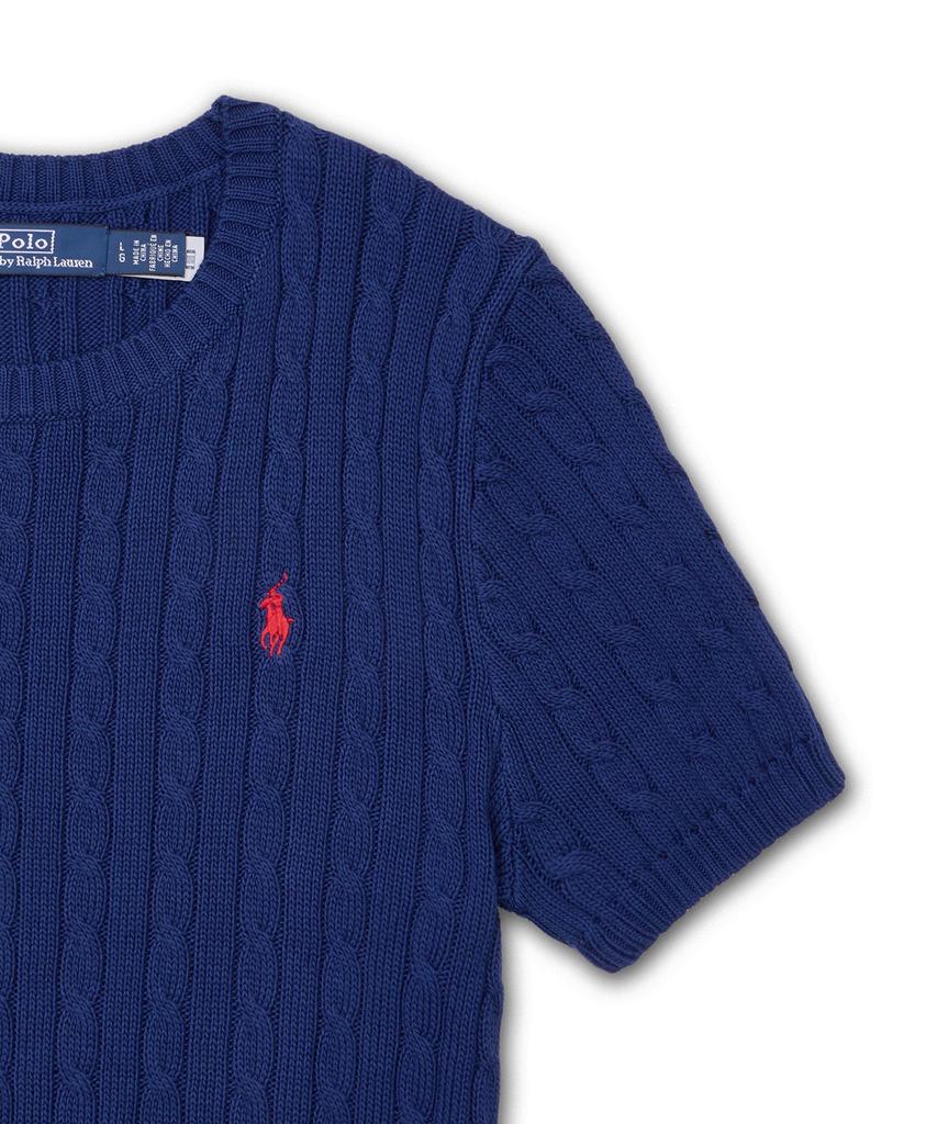 POLO RALPH LAUREN [W] Cable Knit Cotton Short Sleeve Sweater - Blue