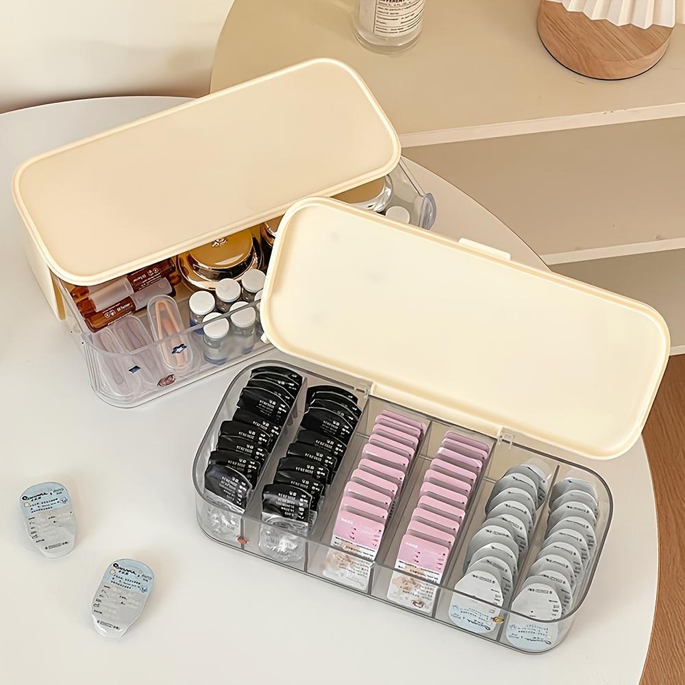 Multi Grid Makeup Storage Case Clear Plastic Cosmetic Organizer Jewelry Hair Tie Box Dustproof Countertop Containers