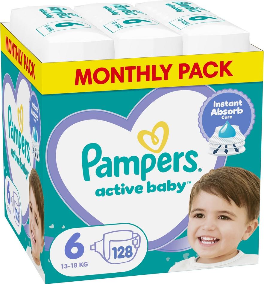 Pampers Active Baby Diapers Size 6 (Extra Large) 13-18 128 pcs (8006540032688)