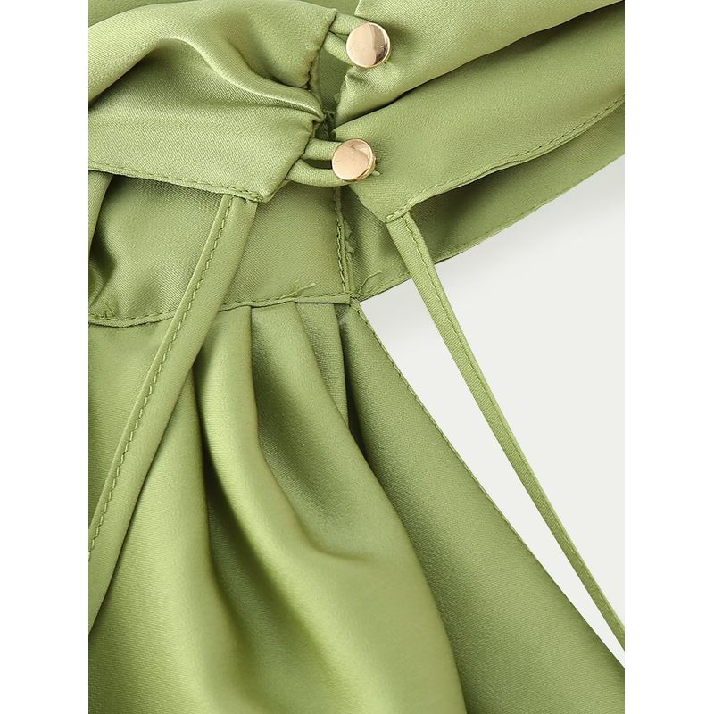 Kaslead New Women Clothes Western Style Fashion Slim Fit Simple Ribbon Hanging Neck Waist-Exposed Jumpsuit Long Dress