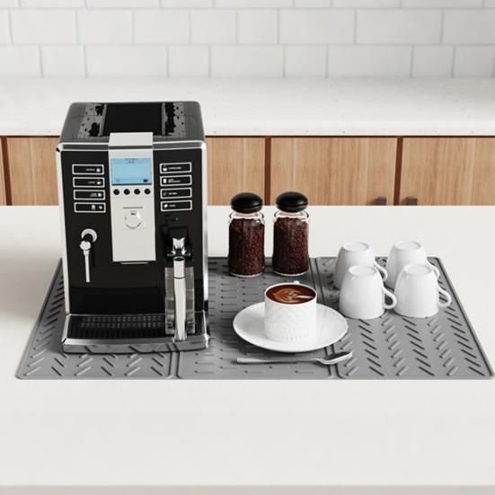 Silicone Dish Drying Mat for Kitchen Counter 3-Fold Large Drain Pad with Hanging Hole Non-Slip Countertop Drying Rack Multifunctional Drainer Board