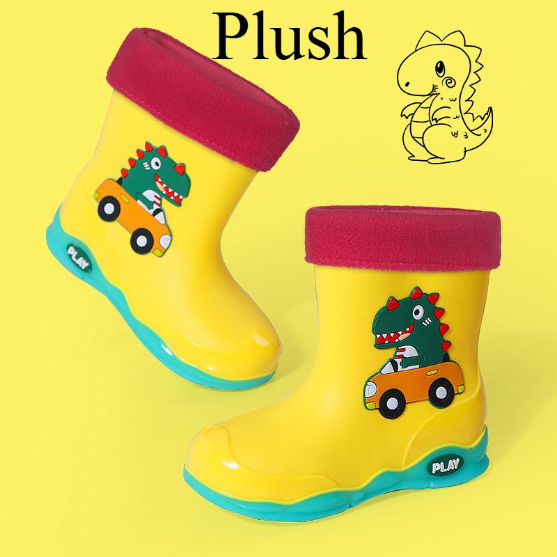 Children's Rain Boots New Cute Cartoon Rain Shoes Outdoor Waterproof Non-Slip Dinosaur Boys and Girls Shoes