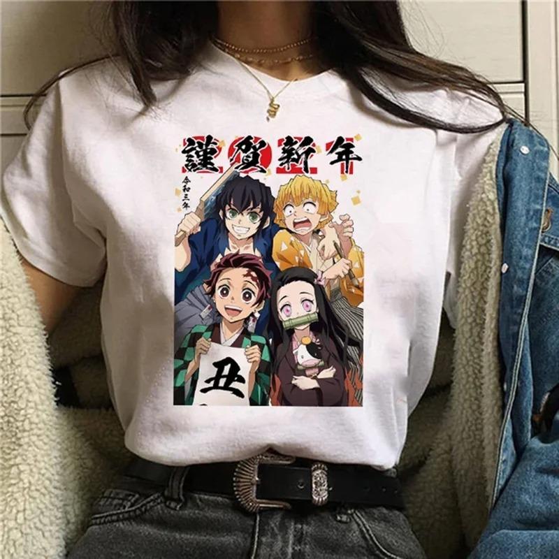 Demon Slayer Nezuko Print Unisex T Shirt Japanese Anime Short Sleeve O Neck Unisex T Shirt Женская футболка Верхняя одежда Camisetas Unisex