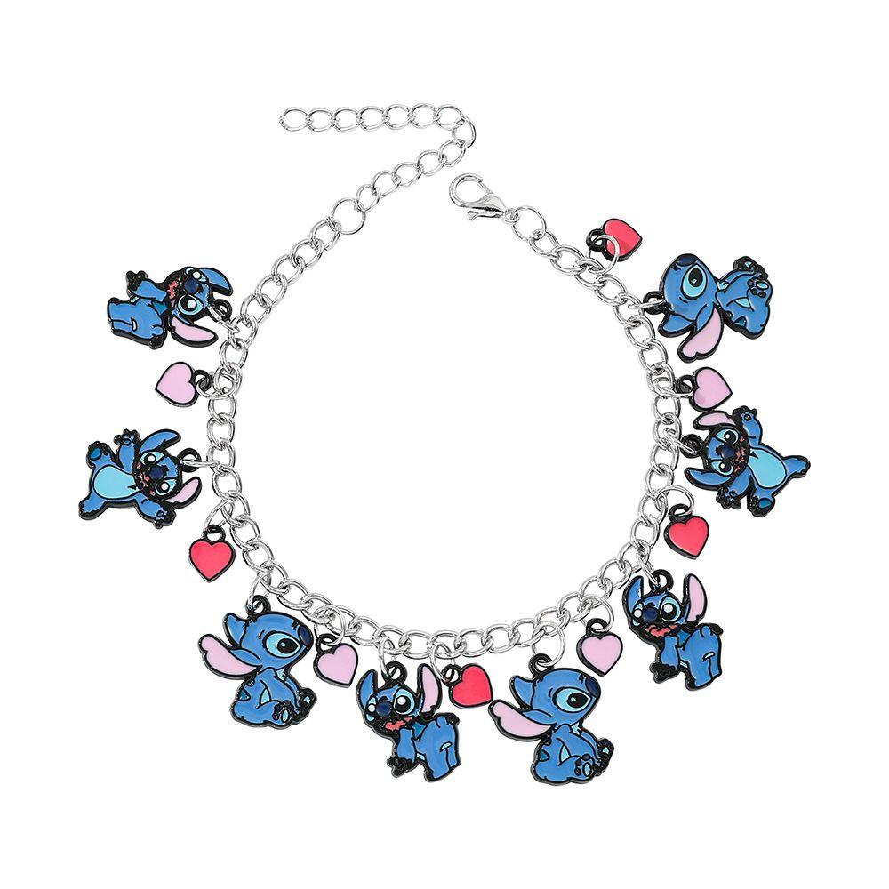 Stitch Couple Style Bracelet, Cute Cartoon Oil Dripping Pendant, Dating Wear Trendy Personalized Fashion Jewelry for Partners
