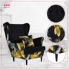 Кресло-ушанка Ari Print Duo скандинавский Famil Meble черная монстера ГОРЯЧЕЕ