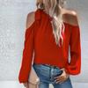 Блузка весна-лето шифон с открытыми плечами на шнуровке свободный темпераментный женский топ