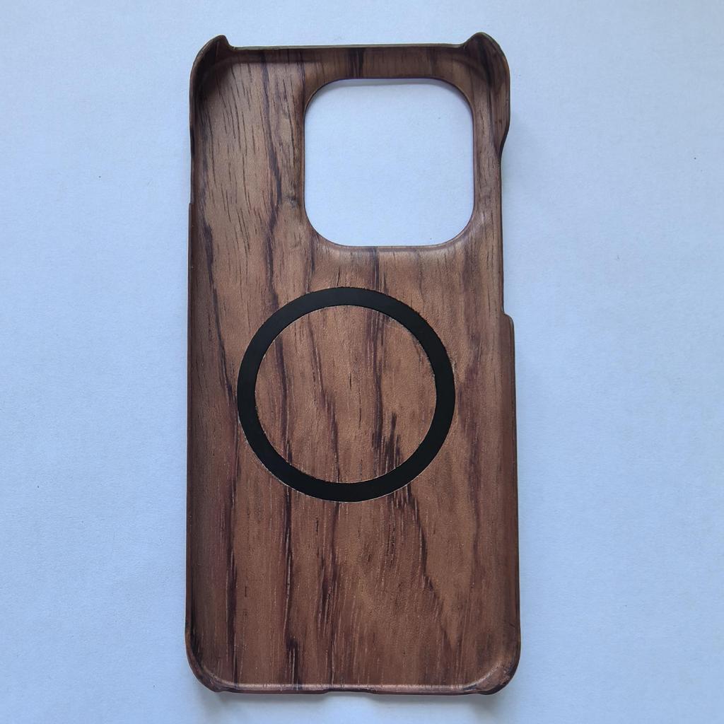 OnePlus 15 MagSafe-Compatible Wooden Magnetic Wireless Charging Car Phone Case