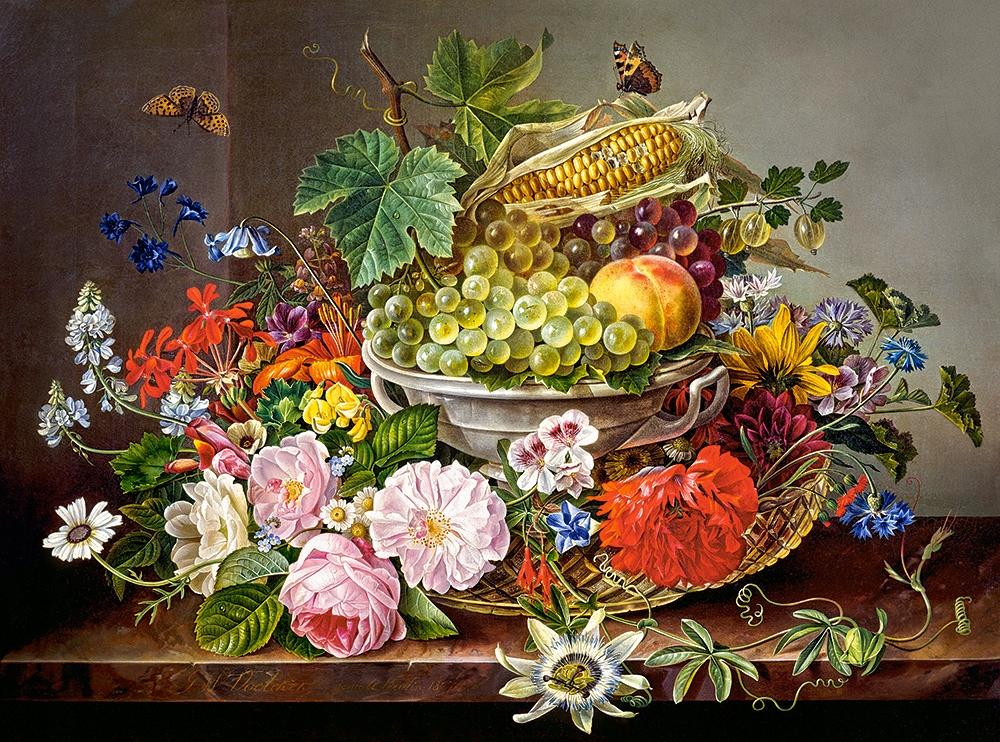 Puzzle 2000 pieces C-200658 Still Life with Flowers and Fruit Basket