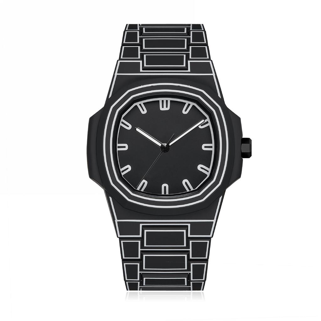 Top-quality Luxurious Men's Sketch Quartz Watch with Arabic Numeral Display in 3D Comic Style