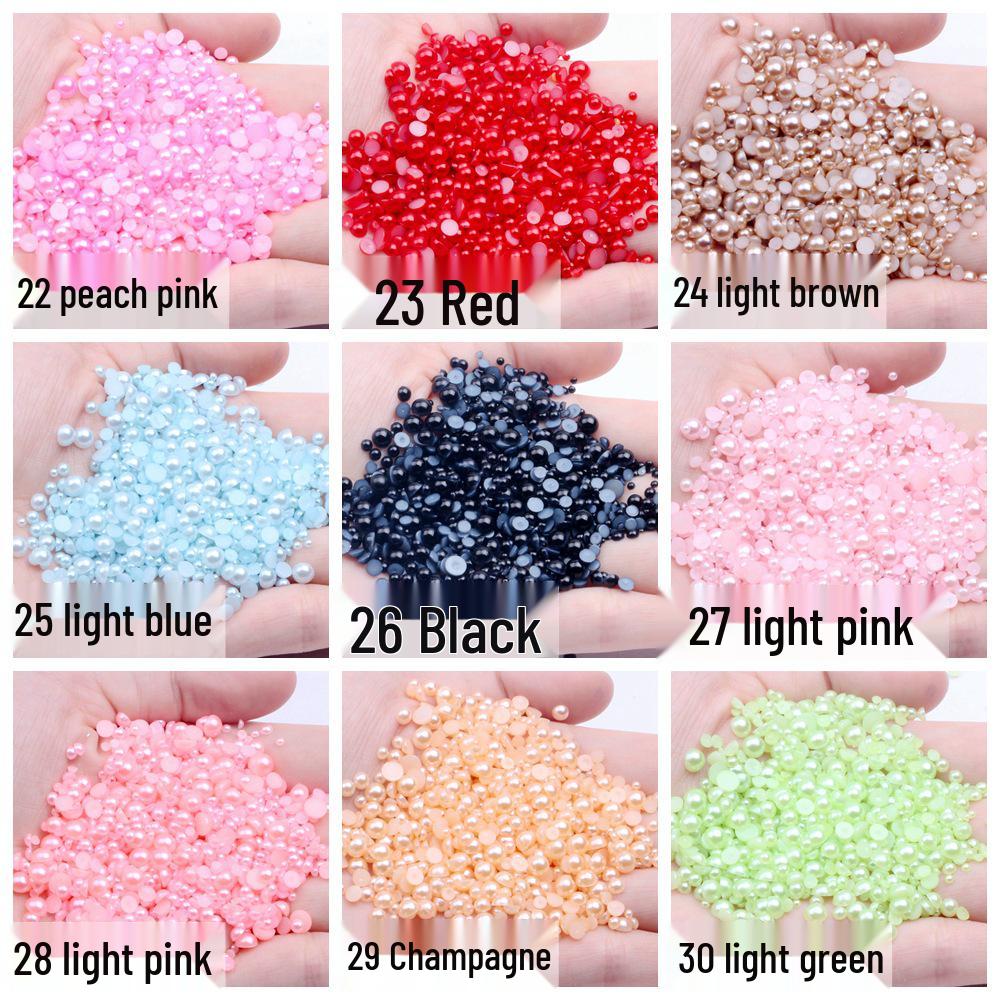 8mm Flat-Bottom Half-Round Imitation Pearls Beads, 100-Pack - DIY Rhinestone Mobile Case Accessories