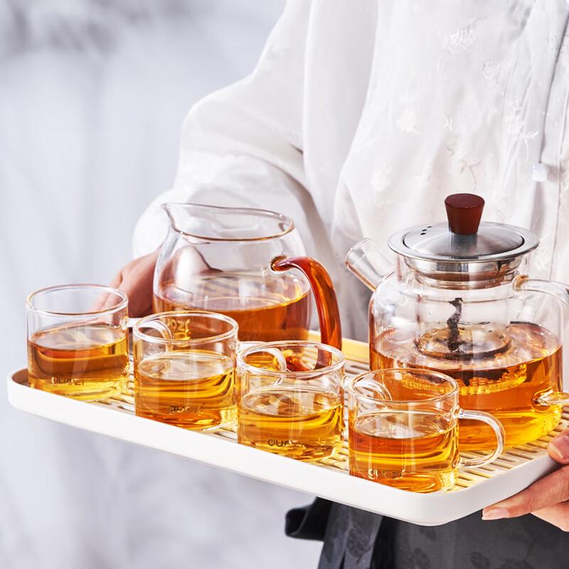 GUOZI Gewu Glass & Wood Tea Set