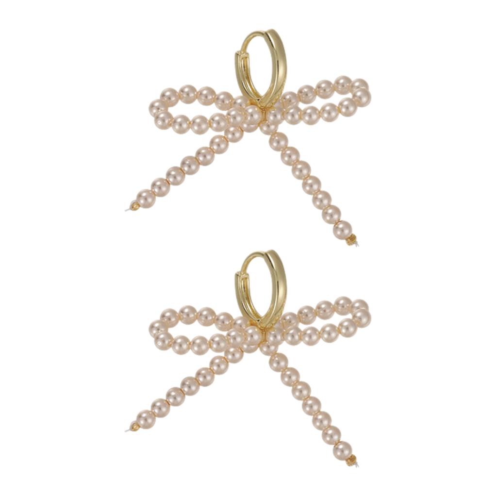 Изысканные свадебные серьги-подвески, привлекающие внимание жемчужины, серьги-пусеты с бисерным бантиком, элегантные и милые женские серьги-подвески