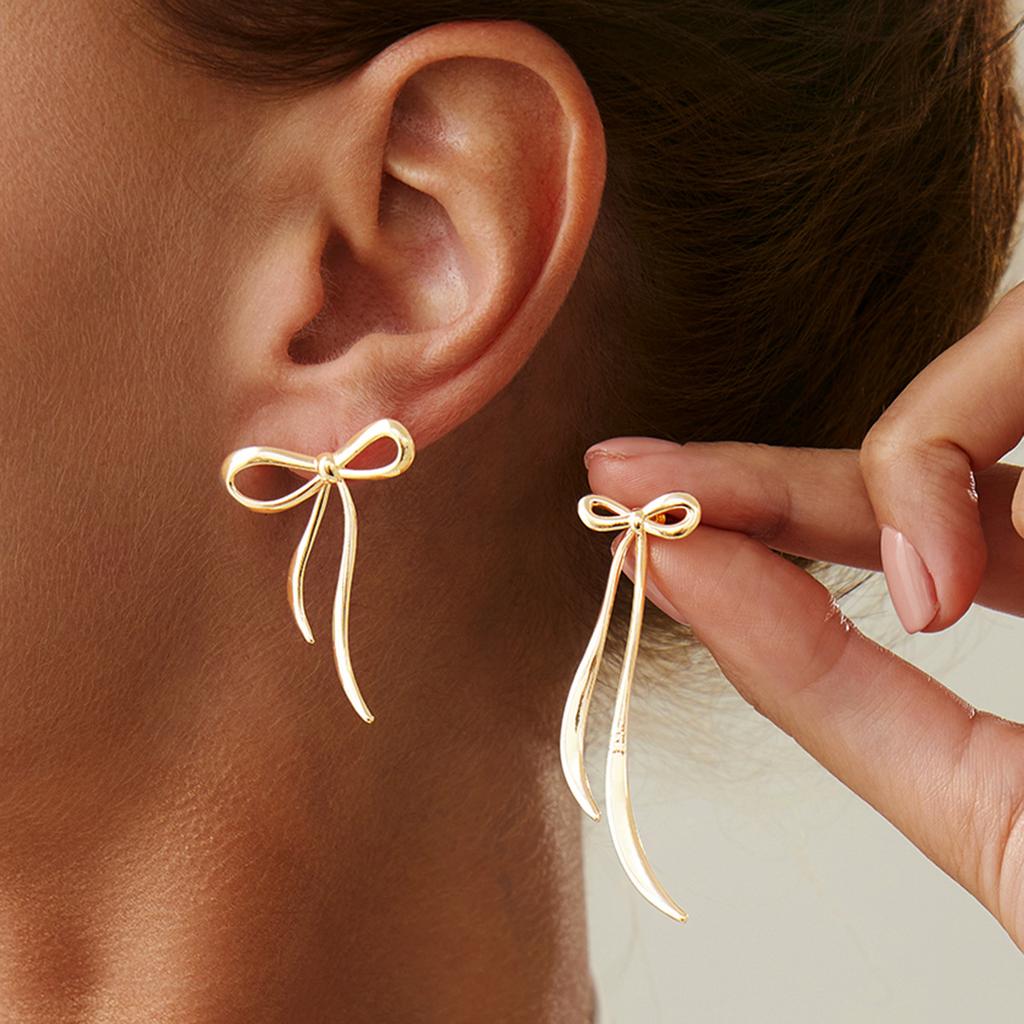 Металлические трехмерные серьги-гвоздики в виде банта, Геометрические неправильные плиссированные гофрированные гладкие серьги-лепестки