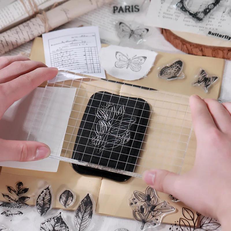 Прозрачные штампы из растительного материала, силиконовый штамп для скрапбукинга, принадлежности для изготовления карточек, канцелярские принадлежности для рукоделия, штампы для ведения журнала