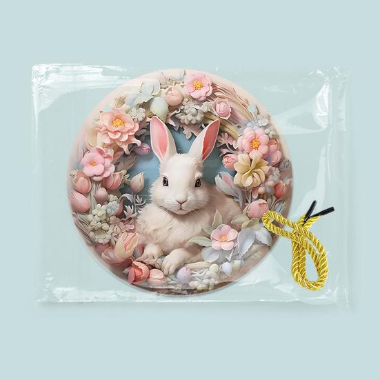 Пасхальный кролик орнамент 2D плоский акриловый приветственный знак деревенский мультяшный кролик подвесной декор для украшения стены входной двери