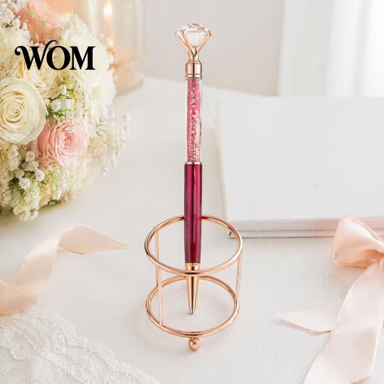 Flowing Glitter Writing Tool 5PCS Metal Diamond Ballpoint Pens, with Sparkling Rhinestone Decor, Crystal Office Pen Smooth Press Mechanism Pen,