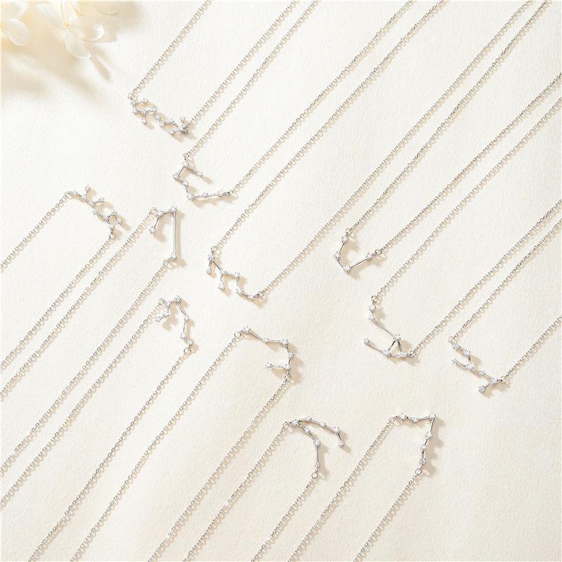 ANENJERY Silver Color Zodiac Necklace Celestial Jewelry Best Friend Gift Constellation Necklace S-N487