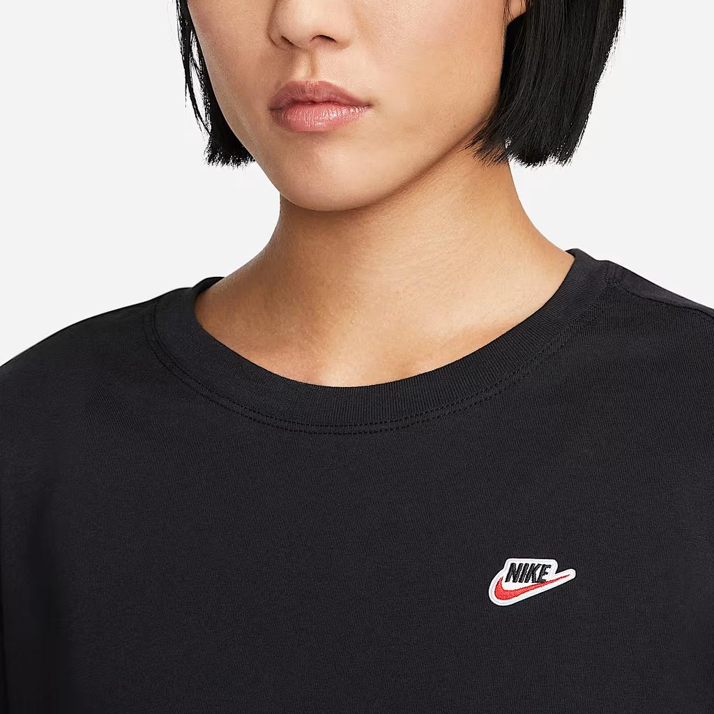 Nike Футболка с коротким рукавом и логотипом, свободная, женская, черная DZ4686-010