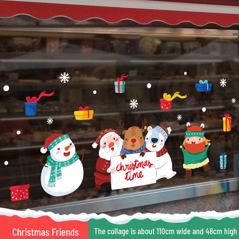 Рождественские настенные наклейки Санта-Клауса для витрин магазинов и торговых центров 2025 года — праздничное украшение для стеклянных окон.