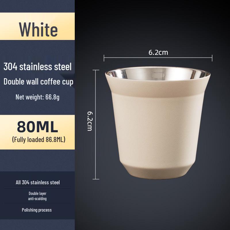 Итальянская чашка для капсульного кофе - Нержавеющая сталь 304, Двухслойная изоляция, Пищевой класс, Подарок для латте