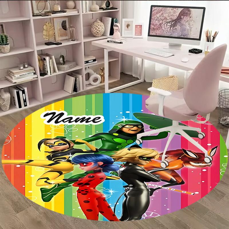 Customizable L-Ladybug1 Round Non-Slip Carpet - Ideal for Garden, Picnic, Office, Perfect for Decoration, Suitable For All Seasons