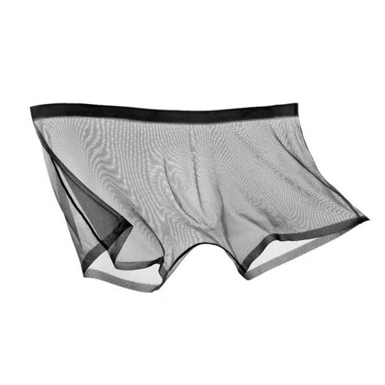 Трусы-боксеры средней посадки, ультратонкие, бесшовные, из прозрачной сетчатой пряжи, шорты-брифы однотонные, дышащие, легкие, мягкие боксеры