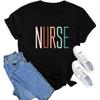 MAIHUN Женская футболка 'Жизнь медсестры' с принтом букв 'Nurse' Топы Подарки на День медсестры Футболки Вдохновляющие с коротким рукавом