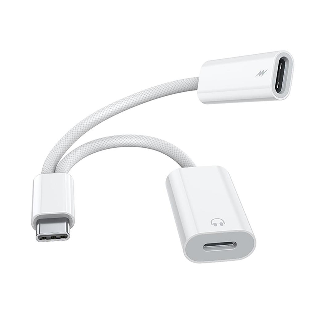FONKEN 2 в 1 плетеный кабель-адаптер для зарядки типа C USB C в Type-C/3,5 мм/iOS конвертер для наушников подходит для телефона Iph 15 на базе Android