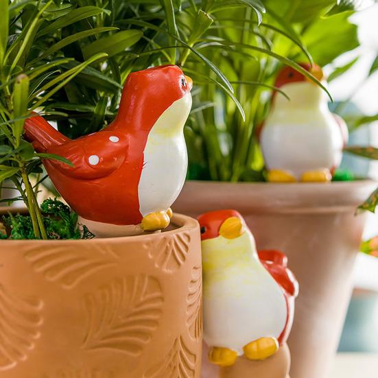 4 шт. самополивающихся шипа в форме птицы, терракотовые глиняные шары для полива растений, вставка для горшка, автоматический поливщик для сада, балкона