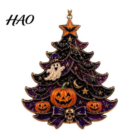 Acrylic Pumpkin Ghost Ornaments Halloween Tree Hanging Ornament, Skull Seasonal Lightweight Haunted House Props Decor, Spooky Pendant for Party Home,