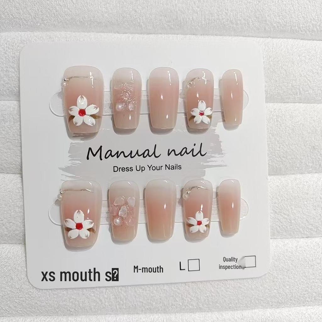 10-Piece Magnolia Blossom Blush False Nails Set