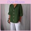 Linen Cotton Buttonup Shirt For Women With Loose Fit And Mandarin Collar For Casual Summer Wear