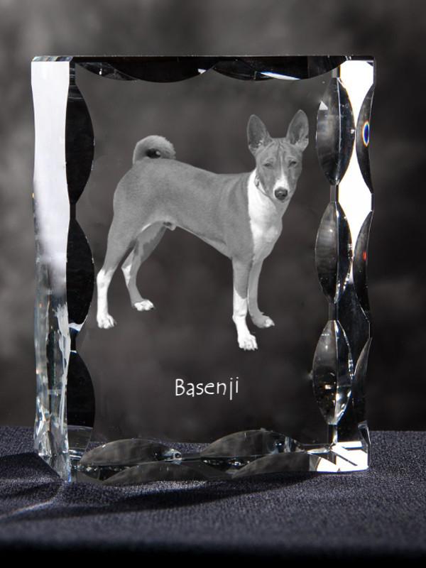 Basenji, African bush dog, Congo dog - crystal with a picture of a dog, glass statuette with a picture, unique frame with a picture from Art-Dog brand