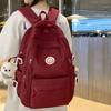 Schoolbag for Girls College Students Burgundy Backpack for Middle School Students Ins High Quality Junior High School Students Backpack