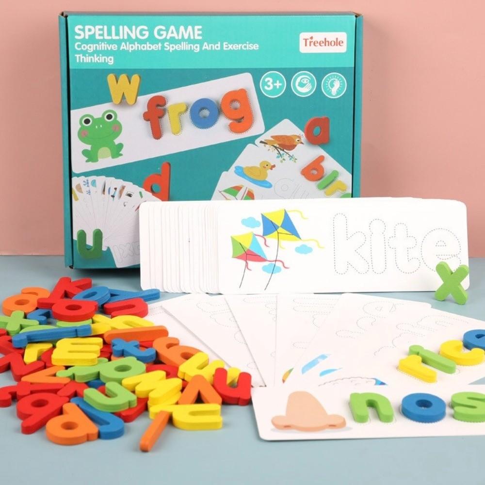 English Wooden Spelling Game Early Learning Jigsaw Letter Puzzles  Preschool Learning