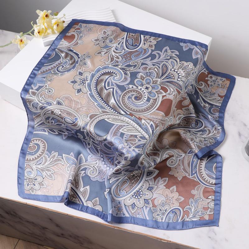Шелковый женский квадратный шарф - Китайский стиль платок на голову для весны, лета, осени - Защита шеи и согревающий - Элегантный тонкий стиль для мамы