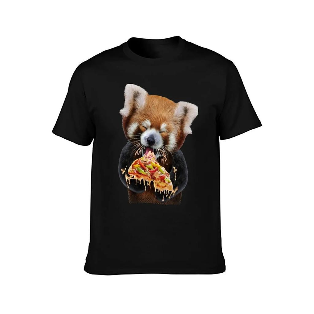 Red Panda Devouring Pizza T-Shirt Blouse korean fashion t shirt for men